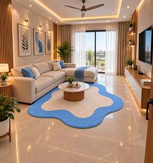 Handknotted wool rug in a living room
