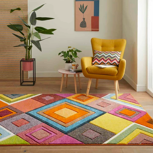 Customer's living room with a wool rug