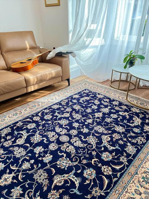 Custom wool rug in a dining room