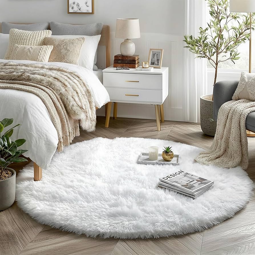 Plush viscose rug in a bedroom