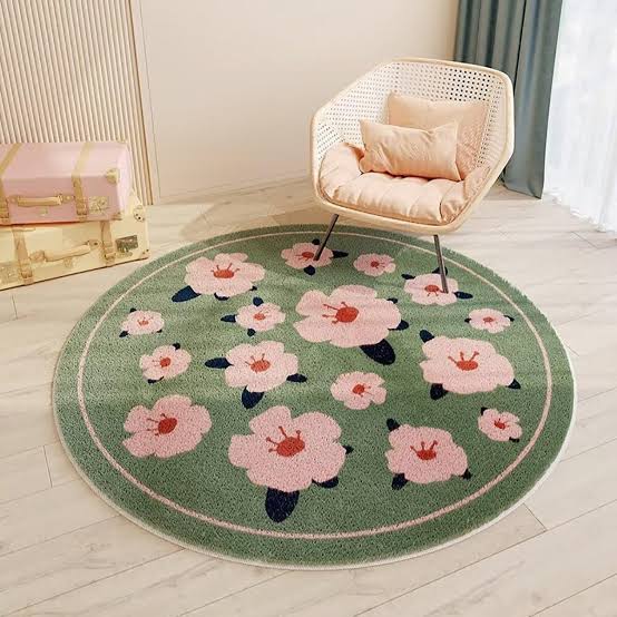 Round rug in a cozy corner