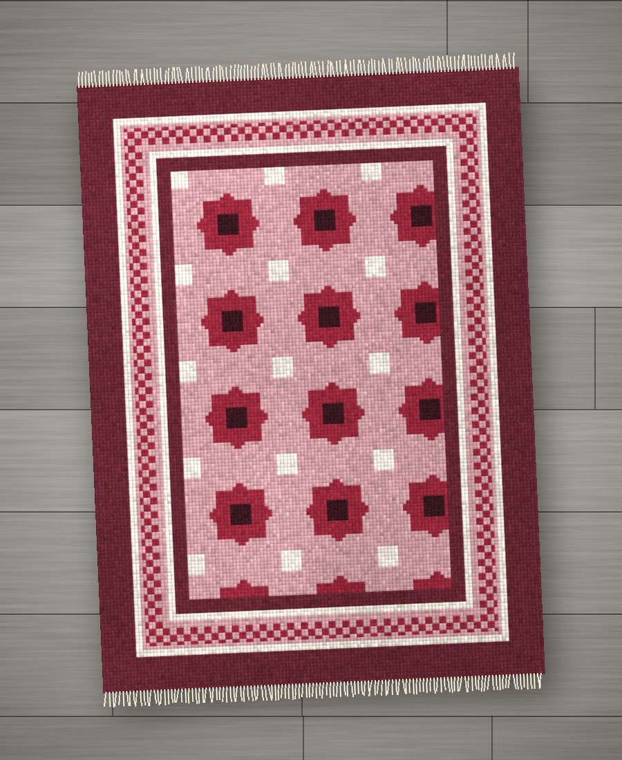 Silk Garden Star handwoven silk rug