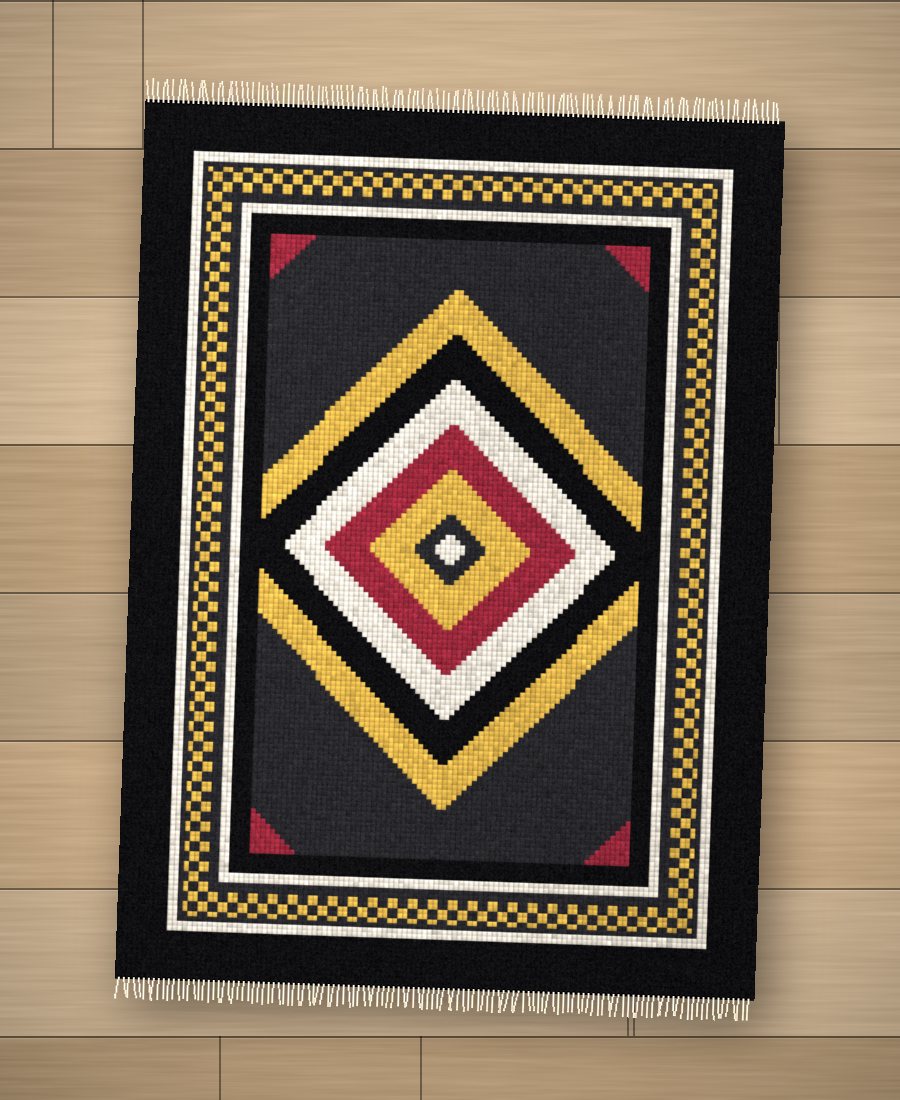 Midnight Medallion handwoven wool rug